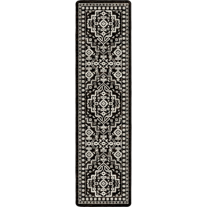 Brown and white patterned rug on a white background