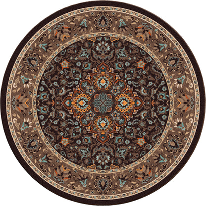 House Special area rug: round decorative rug with intricate patterns on a white background.
