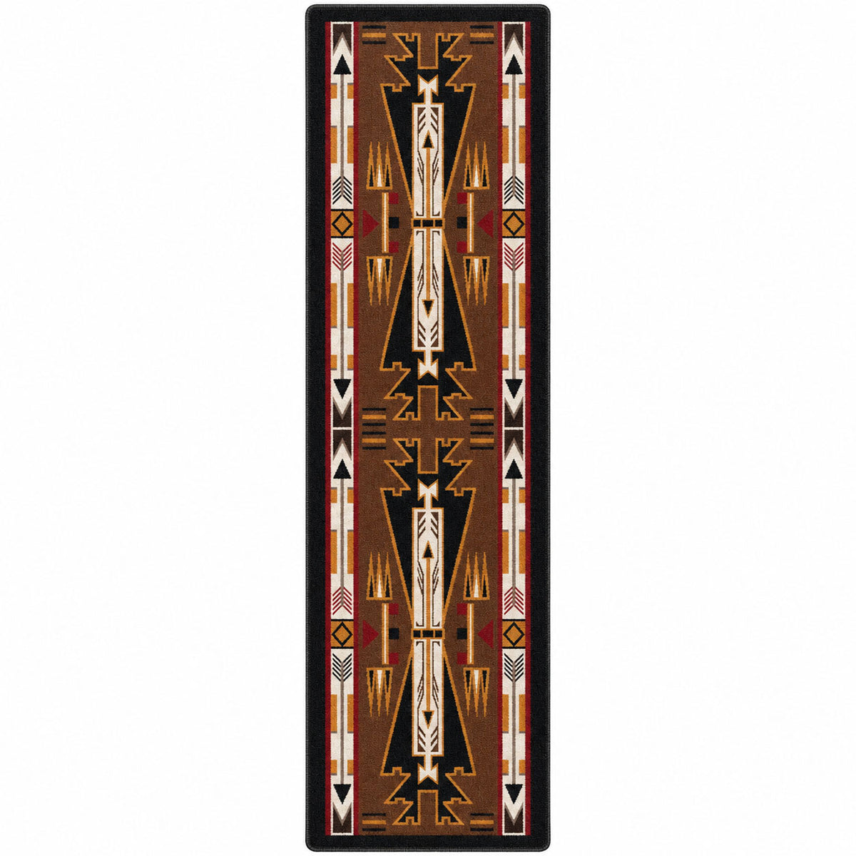 Decorative rug with geometric pattern on a white background