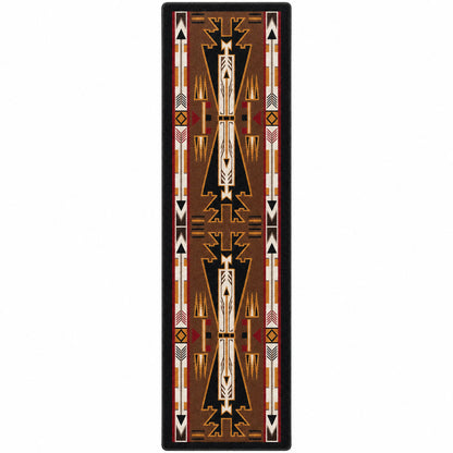 Decorative rug with geometric pattern on a white background