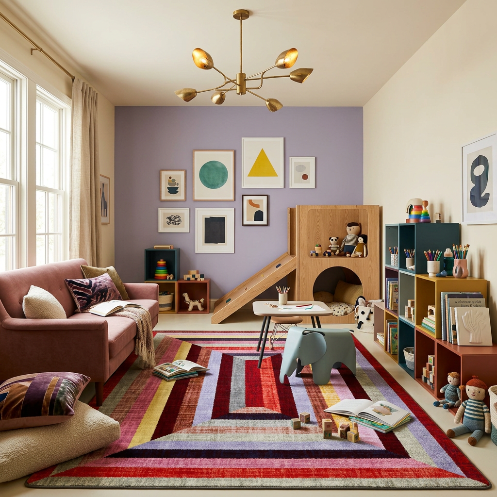 Next Level area rug styled in a playroom