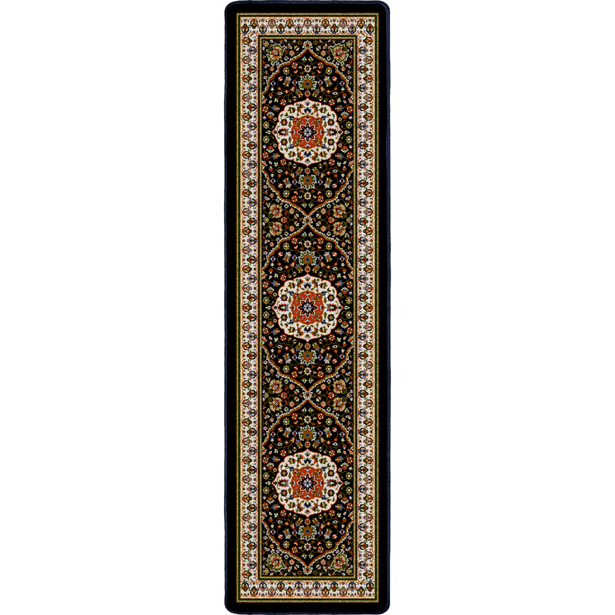 Night Garden area rug: decorative runner rug with intricate patterns on a white background.