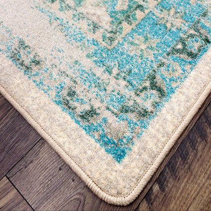 Saltwater area rug corner and edge detail